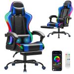 Homall Gaming Chair, Video Game Chair with Footrest and Massage Lumbar Support, Ergonomic Computer Chair Height Adjustable with Swivel Seat and Headrest (RGB Blue)