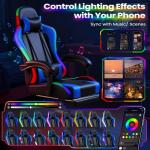 Homall Gaming Chair, Video Game Chair with Footrest and Massage Lumbar Support, Ergonomic Computer Chair Height Adjustable with Swivel Seat and Headrest (RGB Blue)
