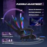 Homall Gaming Chair, Video Game Chair with Footrest and Massage Lumbar Support, Ergonomic Computer Chair Height Adjustable with Swivel Seat and Headrest (RGB Blue)