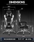Dowinx Ergonomic Gaming Chair with Footrest & Massage Lumbar, 2D-Linkage Armrests for Computer Chair 330lbs with Headrest Pillow for Office, Home, Streaming and Long Gaming Sessions, White