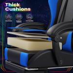 Homall Gaming Chair, Video Game Chair with Footrest and Massage Lumbar Support, Ergonomic Computer Chair Height Adjustable with Swivel Seat and Headrest (RGB Blue)