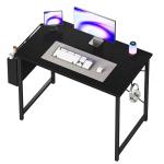 OLIXIS Computer Desk 40 Inch Home Office Desks for Small Spaces, Gaming Writing Study Work Table with Storage Bag and Headphone Hook for Bedroom, Black