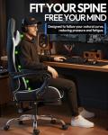 Dowinx Ergonomic Gaming Chair with Footrest & Massage Lumbar, 2D-Linkage Armrests for Computer Chair 330lbs with Headrest Pillow for Office, Home, Streaming and Long Gaming Sessions, White