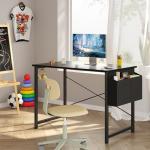 OLIXIS Computer Desk 40 Inch Home Office Desks for Small Spaces, Gaming Writing Study Work Table with Storage Bag and Headphone Hook for Bedroom, Black