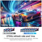 Z-Edge 27 inch Gaming Monitor 275Hz, 2K QHD 1440P Fast IPS Monitor, AG27QS 1ms MPRT Refresh Rate, sRGB 120%, 16.7M Colors, HDMIx2, DPx1