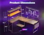 AODK L Shaped Desk Gaming Desk with LED Light & Power Outlet, 53 Inch Reversible L Shaped Computer Table with Shelf & Storage Bag & Hook for Home Office, Vintage