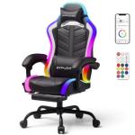 GTPLAYER Gaming Chair, Computer Chair with RGB LED Lights, High Back Ergonomic Chair for Adults with Footrest and Linkage Armrests& Headrest Lumbar Support (with Bluetooth Speakers)