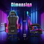 GTPLAYER Gaming Chair, Computer Chair with RGB LED Lights, High Back Ergonomic Chair for Adults with Footrest and Linkage Armrests& Headrest Lumbar Support (with Bluetooth Speakers)