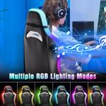 GTPLAYER Gaming Chair, Computer Chair with RGB LED Lights, High Back Ergonomic Chair for Adults with Footrest and Linkage Armrests& Headrest Lumbar Support (with Bluetooth Speakers)