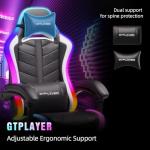 GTPLAYER Gaming Chair, Computer Chair with RGB LED Lights, High Back Ergonomic Chair for Adults with Footrest and Linkage Armrests& Headrest Lumbar Support (with Bluetooth Speakers)