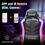 GTPLAYER Gaming Chair, Computer Chair with RGB LED Lights, High Back Ergonomic Chair for Adults with Footrest and Linkage Armrests& Headrest Lumbar Support (with Bluetooth Speakers)