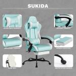 Ergonomic Video Gamer Chairs Gaming Computer Chair Gamer Chairs for Adults Massage Lumbar Support Swivel Height Adjustable Headrest Backrest