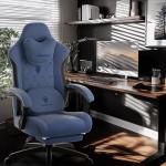 Dowinx Gaming Chair with Heated Massage Lumbar Support,Big and Tall Fabric Gaming Chairs for Adults with Footrest, Ergonomic Computer Game Chair with Poket Spring Cushions, 350lbs, Blue