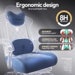 Dowinx Gaming Chair with Heated Massage Lumbar Support,Big and Tall Fabric Gaming Chairs for Adults with Footrest, Ergonomic Computer Game Chair with Poket Spring Cushions, 350lbs, Blue