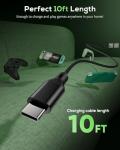 10FT Nylon Braided USB-C Charging Cables for Controllers