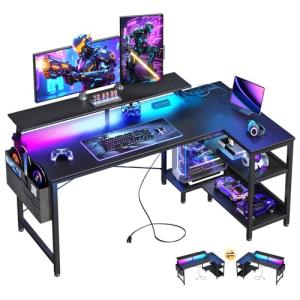 ODK 48" L-Shaped Gaming Desk with LED Lights