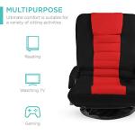 Best Choice Products Swivel Gaming Chair 360 Degree Multipurpose Floor Chair Rocker for TV, Reading, Playing Video Games w/Lumbar Support, Armrest Handles, Adjustable Foldable Backrest - Black/Red