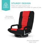 Best Choice Products Swivel Gaming Chair 360 Degree Multipurpose Floor Chair Rocker for TV, Reading, Playing Video Games w/Lumbar Support, Armrest Handles, Adjustable Foldable Backrest - Black/Red