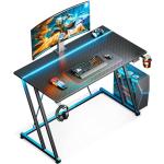 MOTPK 39 Inch Small Gaming Desk with LED Light, Computer Desk for Small Space, Gaming Table with Carbon Fiber Texture, Kids PC Desk Gift for Boys Men, Black