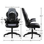 Emerge Vortex Bonded Leather Ergonomic Gaming Chair with Lumbar Support, High Back and Adjustable Tilt Lock, Black and Gray