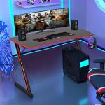 BestOffice Gmaing Desk Z Shaped 47 inch PC Computer Desk Computer Workstation Ergonomic Gaming Table with Headphone Hook for Game Players, Red