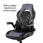 Emerge Vortex Bonded Leather Ergonomic Gaming Chair with Lumbar Support, High Back and Adjustable Tilt Lock, Black and Gray