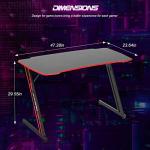 BestOffice Gmaing Desk Z Shaped 47 inch PC Computer Desk Computer Workstation Ergonomic Gaming Table with Headphone Hook for Game Players, Red