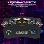 BestOffice Gmaing Desk Z Shaped 47 inch PC Computer Desk Computer Workstation Ergonomic Gaming Table with Headphone Hook for Game Players, Red