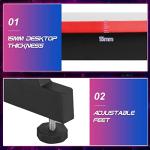 BestOffice Gmaing Desk Z Shaped 47 inch PC Computer Desk Computer Workstation Ergonomic Gaming Table with Headphone Hook for Game Players, Red