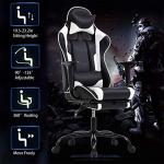 BestOffice | Ergonomic Gaming Chair | White | Reclining Computer Chair with Lumbar Support, Headrest Pillow, Adjustable Footrests | 360 Swivel with Heavy Duty Wheels | for Home & Office