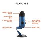 Logitech Creators Blue Yeti USB Microphone for Gaming, Streaming, Podcast, YouTube, Discord, PC, Studio Sound, Plug & Play-Midnight Blue