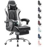 Homall Gaming Chair, Computer Chair with Footrest and Massage Lumbar Support, Ergonomic High Back Video Game Chair with Swivel Seat and Headrest (White)