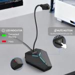 USB Computer Microphone, Plug &Play Desktop Omnidirectional Condenser PC Laptop Mic, Mute Button with LED Indicator, Compatible with Windows/Mac, Ideal for YouTube, Skype, Recording, Games(1.8m /6ft)