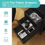 Lufeiya Gaming Desk with LED Lights and Power Outlets, 47 inch Computer Desk with Fabric Drawers, Reversible Home Office Desk with Monitor Stand, Black