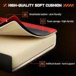 Sweetcrispy Video Game Desk Chair - Ergonomic Computer with Footrest and Comfy Lumbar Support, PU Leather Recliner with Headrest, Fixed Up Armrest, Height Adjustable with 360° Swivel, for Adults, Red