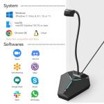 USB Computer Microphone, Plug &Play Desktop Omnidirectional Condenser PC Laptop Mic, Mute Button with LED Indicator, Compatible with Windows/Mac, Ideal for YouTube, Skype, Recording, Games(1.8m /6ft)