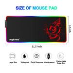 RGB Gaming Mouse Pad Anime Dragon Mousepad Mat LED with 15 Lighting Modes for Computer 31.5 X 12 Inch (Red)