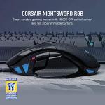 Corsair NIGHTSWORD RGB Gaming Mouse for FPS, MOBA - 18,000 DPI - 10 Programmable Buttons - Weight System - iCUE Compatible - Black