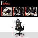 X Rocker Elite PC Video Gaming Chair with Footrest, Adjustable Ergonomic Office Desk Chair for Computer Gamers with Wheels, Vegan Leather, Black & White, Gifts for Gamers
