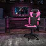 Flash Furniture X10 High-Back LeatherSoft Racing Style Gaming Chair with Flip-Up Arms, Ergonomic Padded Swivel Computer Chair, Pink/Black