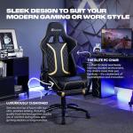 X Rocker Elite PC Video Gaming Chair with Footrest, Adjustable Ergonomic Office Desk Chair for Computer Gamers with Wheels, Vegan Leather, Black & White, Gifts for Gamers