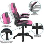 Flash Furniture X10 High-Back LeatherSoft Racing Style Gaming Chair with Flip-Up Arms, Ergonomic Padded Swivel Computer Chair, Pink/Black