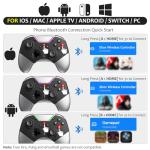 Bluetooth Controller for Switch/PC/iPhone/Android/Apple Arcade MFi Games/TV/Steam, Hall Effect Joysticks Wireless Game Controller Gamepad with/Phone Clip/Lock Speed/Macro/6-Axis Gyro/Dual Motors/Turbo