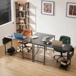 Sweetcrispy L Shaped Desk Gaming Computer 50 Inch Reversible Corner PC Work Table for Writing Study Student with Wood Tabletop Metal Frame CPU Stand Side Bag for Home Office Small Space, Grey