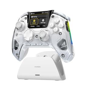 ManbaOne Interactive Screen Wireless Gaming Controller for PC/Switch/Switch 2/iOS/Android,Hall Effect Stick & Trigger,RGB Lighting,Remappable Buttons,1800mAh with Charging Dock (White)