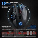 UtechSmart Venus Pro RGB Wireless MMO Gaming Mouse, 16,000 DPI Optical Sensor, 2.4 GHz Transmission Technology, Ergonomic Design, 16M Chroma RGB Lighting, 16 programmable Buttons, Up to 70 Hours