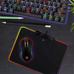 MOTOSPEED RGB Gaming Mouse Pad -LED Lighting Effects,Wired,Hard Surface Gamer Mouse Mat for Laptop Computer PC Games(13.8X9.8 Inch)
