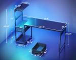 Casaottima 54 Inch Gaming Desk with Storage & LED Lights, Reversible Computer Desk with Display Shelves & Fabric Drawer, Modern Gamer Desk Table with Side Headphone Hook, Carbon Fiber Black