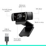 Logitech C922x HD Pro PC Webcam, Full HD 1080p/30fps or 720p/60fps Video, HD Light Correction, Works with Microsoft Teams, Google Meet, Zoom, Nintendo Switch 2’s new GameChat mode, Mac/Tablet- Black