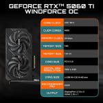 GIGABYTE GeForce RTX 5060 Ti WINDFORCE OC 16G Graphics Card, 16GB 128-bit GDDR7, PCIe 5.0, WINDFORCE Cooling System, GV-N506TWF2OC-16GD Video Card